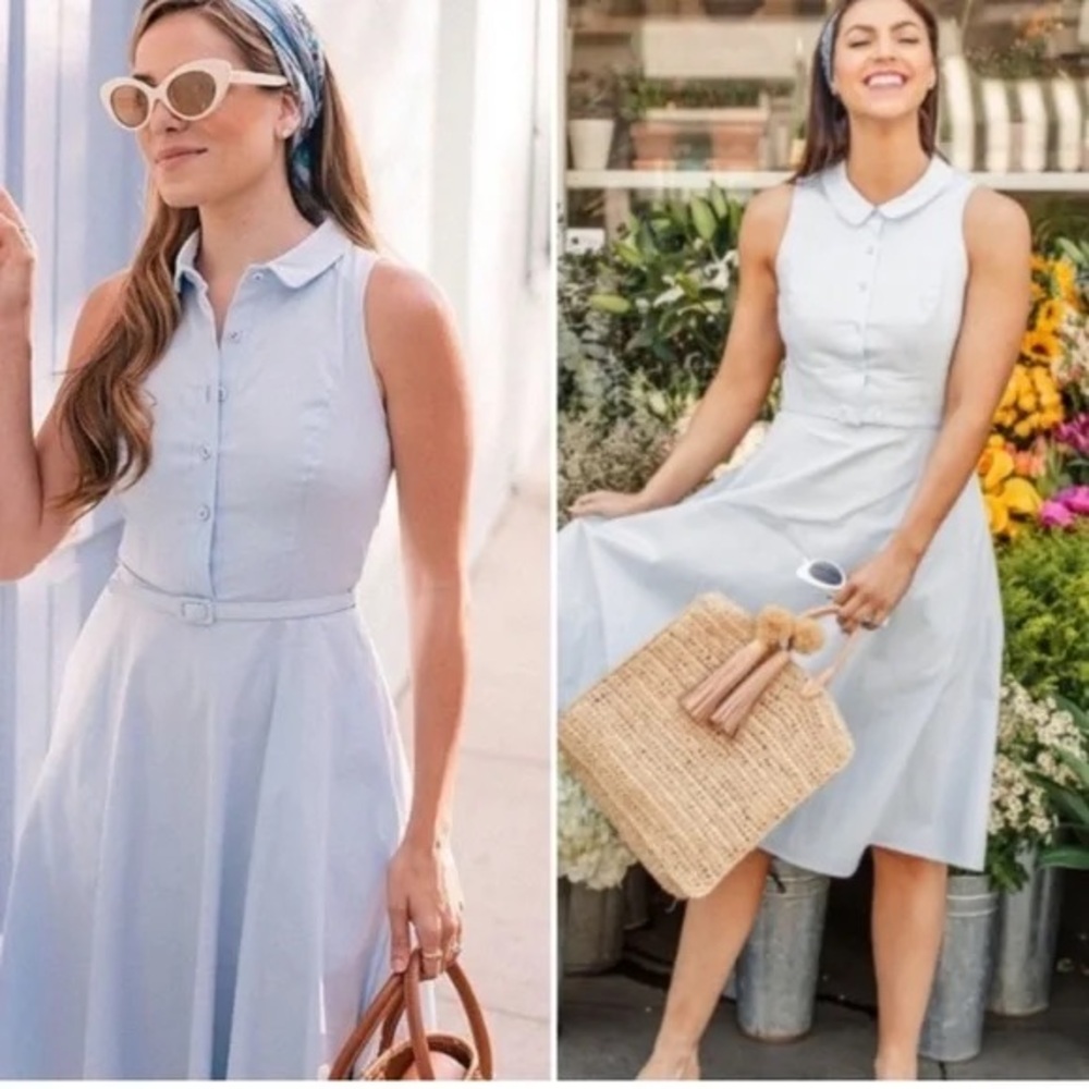 Gal Meets Glam Rose Blue Shirtdress Dress